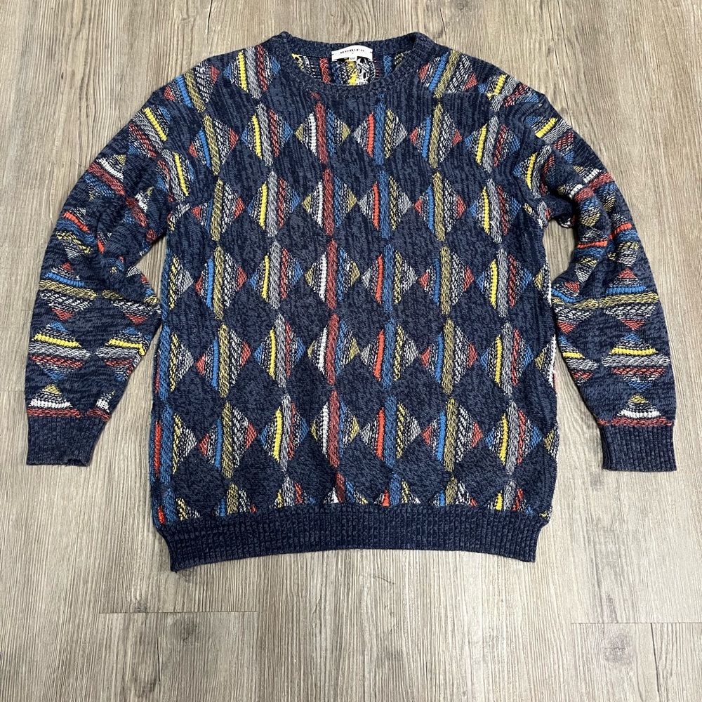 Rodier Paris Men's Sweater XXL Vintage Retro Knit Cotton Mock Fisherman